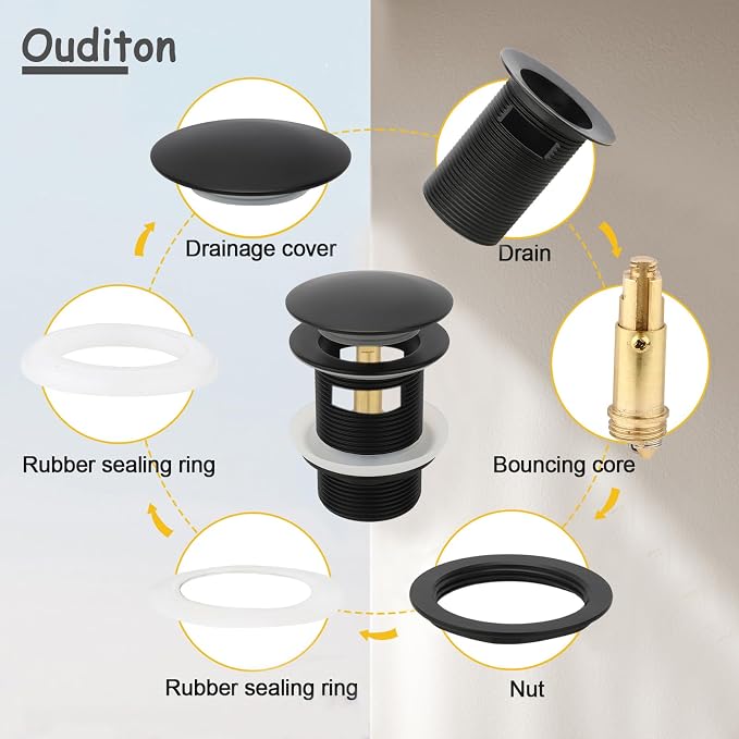 Tub Stopper Bathtub Drain, Brass Pop-up Freestanding Bathtub Drain Stopper - Image 4