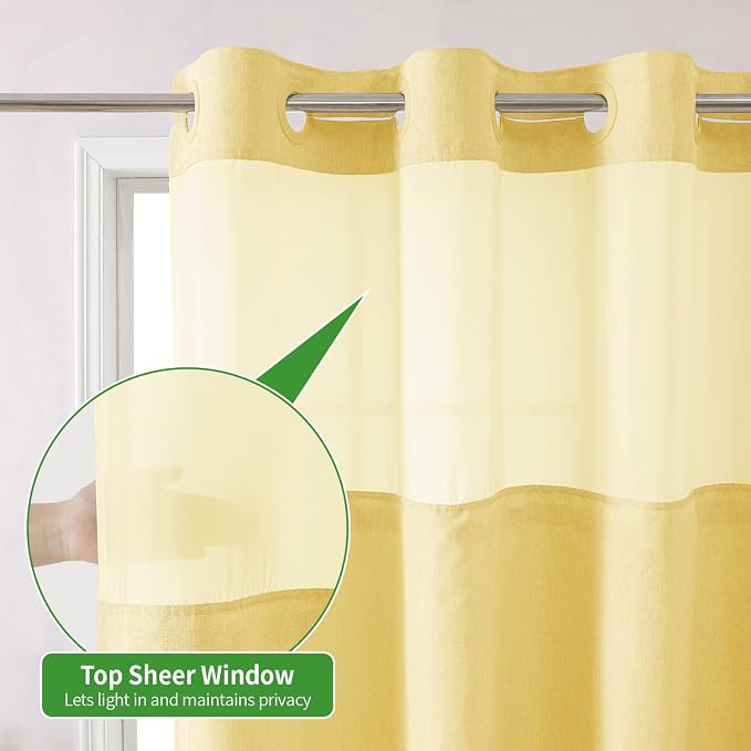 Long No Hooks Needed Linen Textured Shower Curtain - Image 6