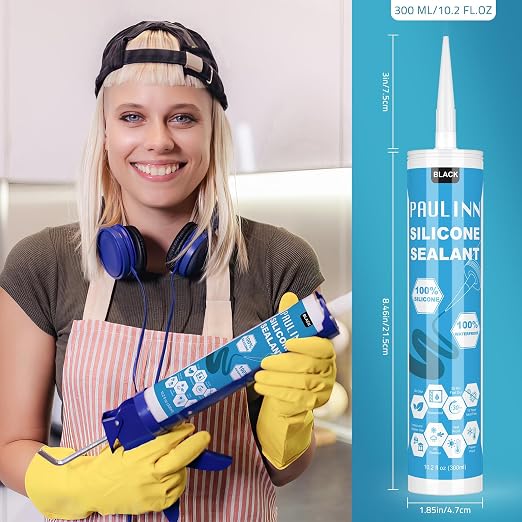PAULINN Silicone Sealant Black, 100% Silicone Caulk Waterproof - Image 4