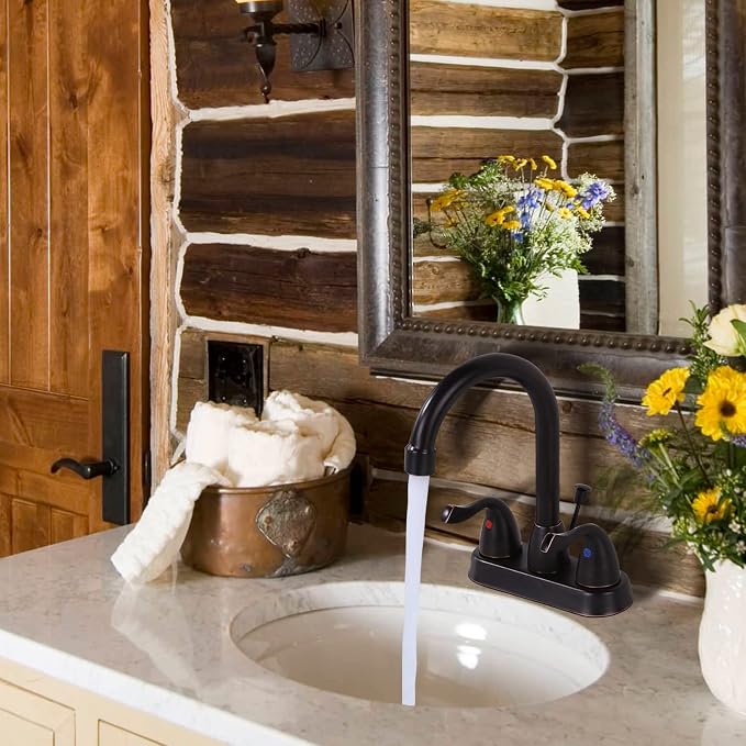 Oil Rubbed Bronze Bathroom Faucet, ARCORA 4 Inch Centerset Bathroom Sink Faucet - Image 4