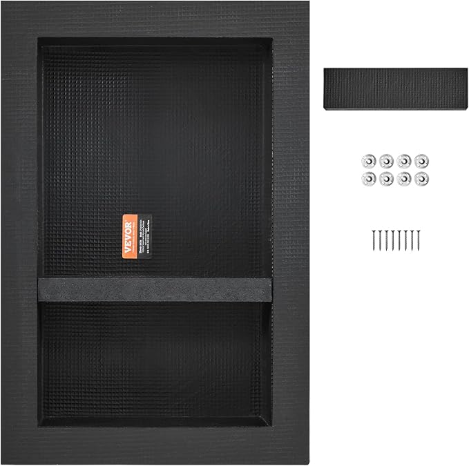 VEVOR Shower Niche Ready for Tile 16" x 24", Double Shelf Organizer, Square - Image 9