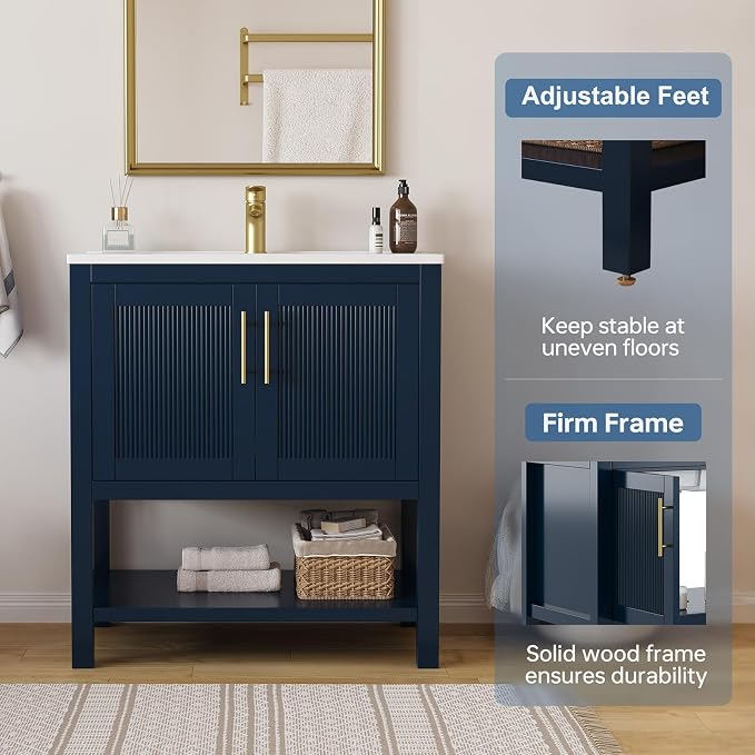 30 Inch Bathroom Vanity with Sink, Modern Undermount Bathroom Sink Cabinet with - Image 3
