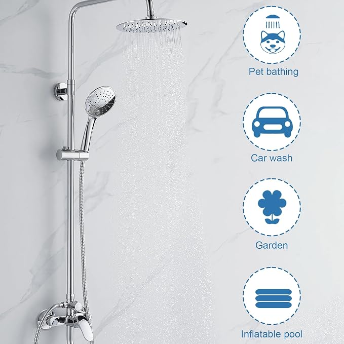 79" Shower Hose, Extra Long 304 Stainless Steel Handheld Shower Head Hose - Image 7