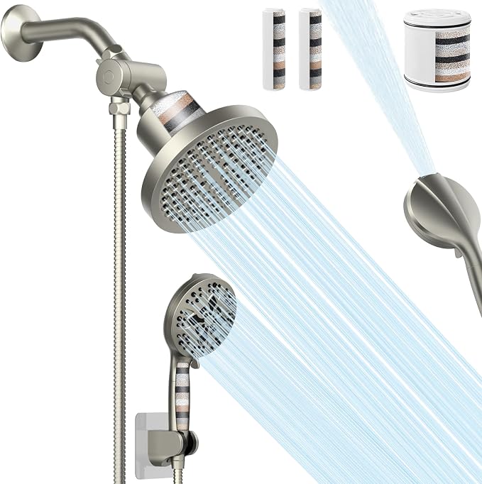 Shower Heads With Handheld Spray Combo, Dual Shower Head Set With 69" Stainless by PureWaterPristineSpaces
