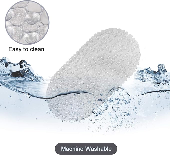 WELTRXE Pebbles Bath Mat Clear Non-Slip Bathtub Mat - Image 8