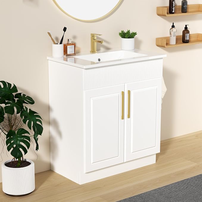 30" Bathroom Vanity with Sink, Freestanding Bathroom Vanity with Integrated - Image 3