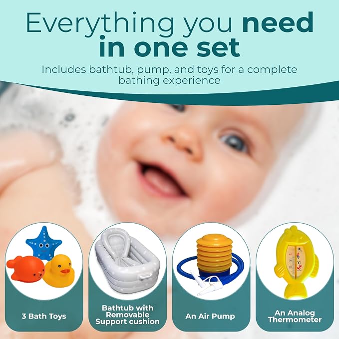 Inflatable Baby Bathtub Complete Set – Portable Non-Slip Baby Bath Tub - Image 3