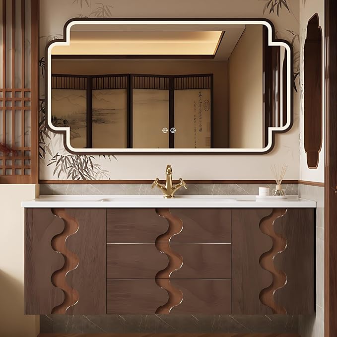 60 inch Bathroom Vanity with Sink – Modern Wall Mounted Bathroom Vanity Cabinet by ZGNBSD