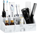Luxspire Bathroom Counter Organizer, 5 Slot Toothbrush Holder, Marble Bathroom by Luxspire