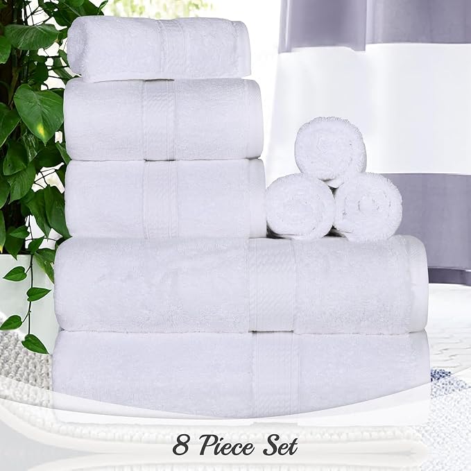 Superior Egyptian Cotton Pile 8 Piece Towel Set, Includes 2 Bath, 2 Hand - Image 8