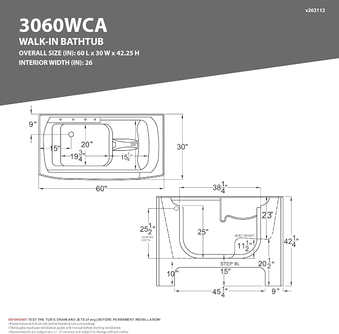 ANZZI Walk In Tubs PREMIUM 30"x60" Right Drain Wheelchair Accessible Walk-In Tub - Image 2