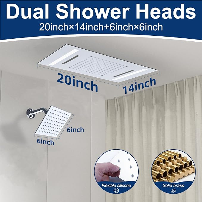 Dual Rain Shower Head Thermostatic Luxury Spa Shower System And Ceiling Mount - Image 4