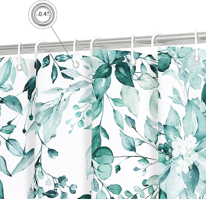 Gibelle Long Shower Curtain 72 x 78, Teal Floral Shower Curtain - Image 4
