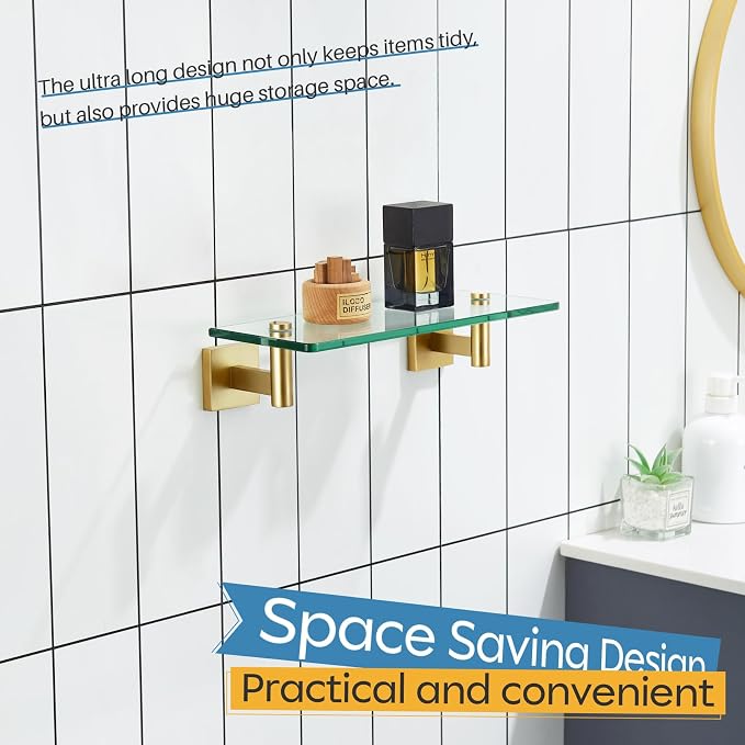KOKOSIRI Wall Shelves Floating Shelf 12'' Stainless Steel Bathroom Hardware - Image 5