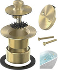 Brushed Gold Bathtub Drain, Hair Catcher and 2-Hole Overflow Faceplate by AllProducts