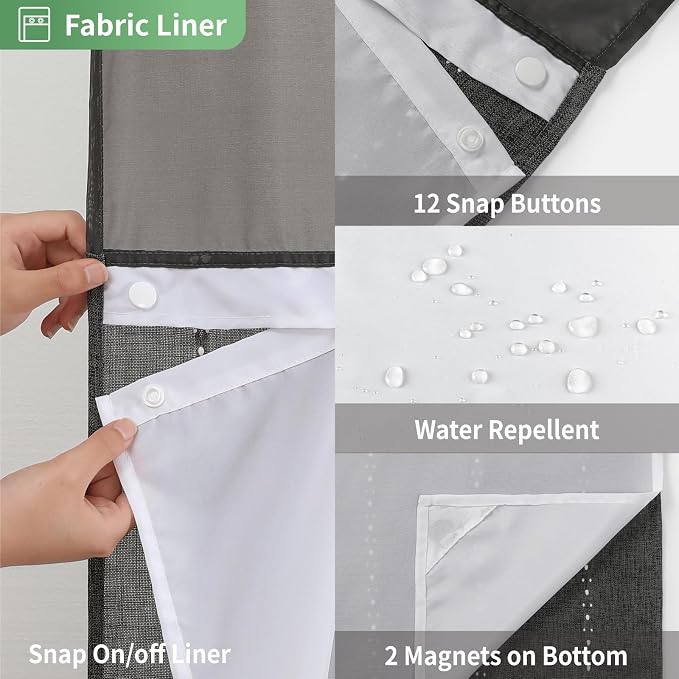 No Hook Long Shower Curtain Set - Image 6