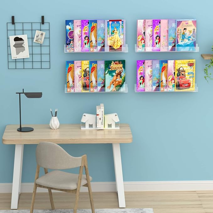 NIUBEE 24" Premium Acrylic Floating Nursery Kids Bookshelf Wall Ledge Shelf - Image 2