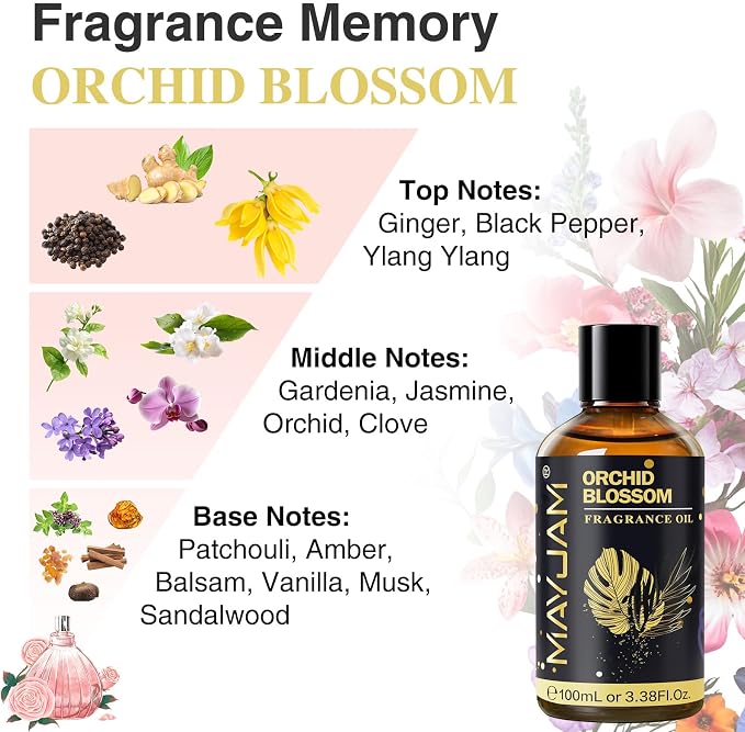 Orchid Blossom Fragrance Oil Essential Oil, MAYJAM 3.38FL.OZ Orchid Blossom Oil - Image 4