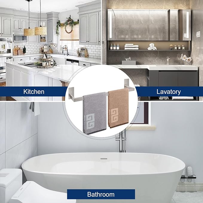 NearMoon Self Adhesive Bathroom Towel Bar, Stainless Steel Square Bath Wall - Image 6