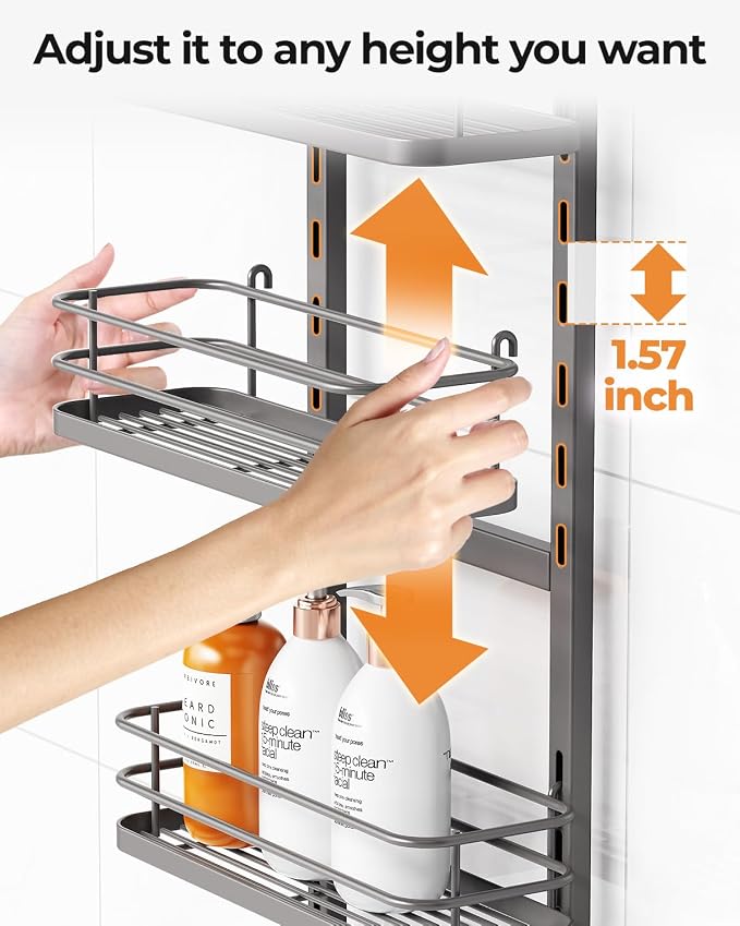 ODesign 3 Tier Height-Adjustable Shower Caddy Hanging Anti-Swing-Over The - Image 6