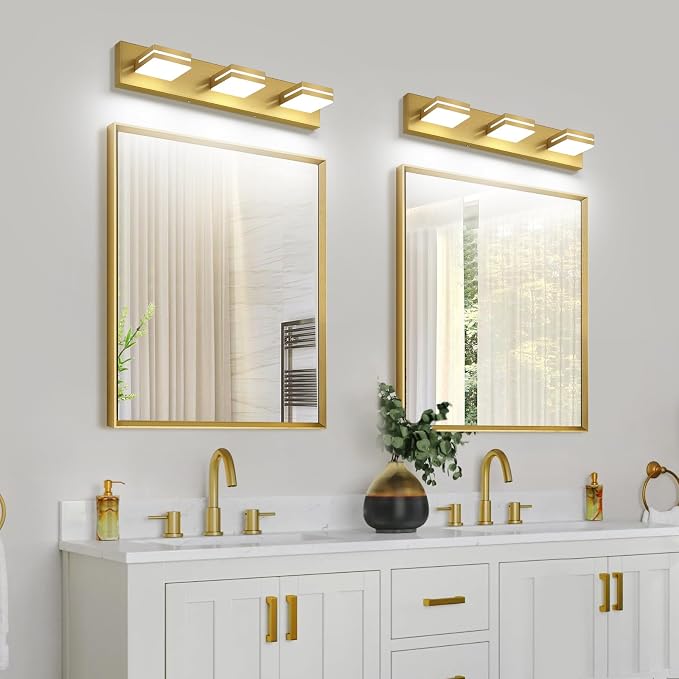 SineRise LED Modern Bathroom Vanity Light Fixtures, Brass Modern Acrylic - Image 8