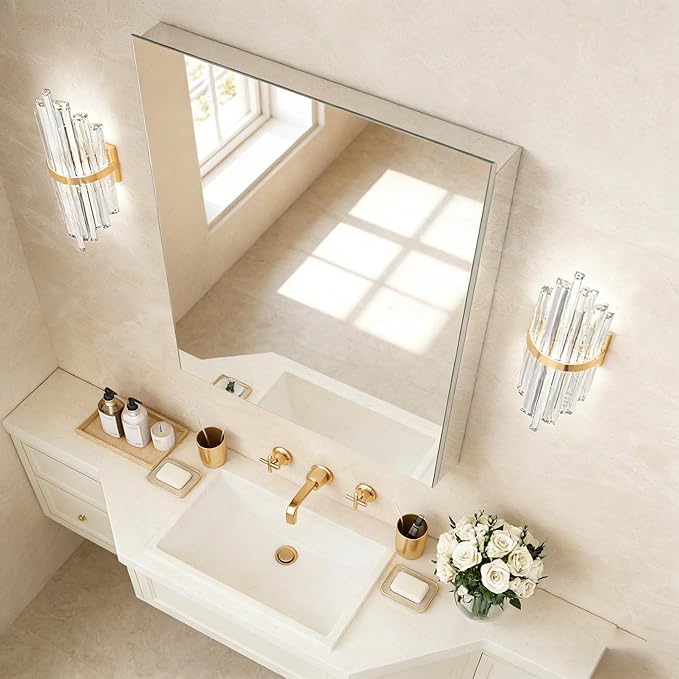 Bathroom Medicine Cabinet with Mirror, 20x26 Recessed or Wall Mirror Medicine - Image 6