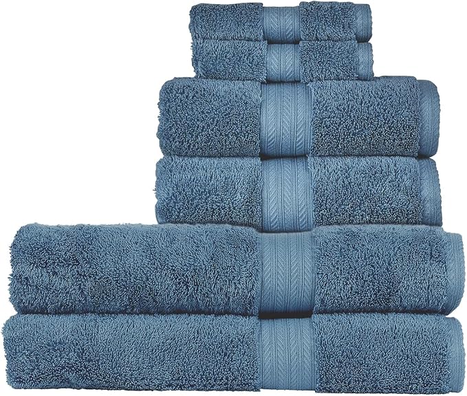Christy Renaissance 6 Piece Blue Towel Set | 100% Egyptian Cotton | Luxury by Christy