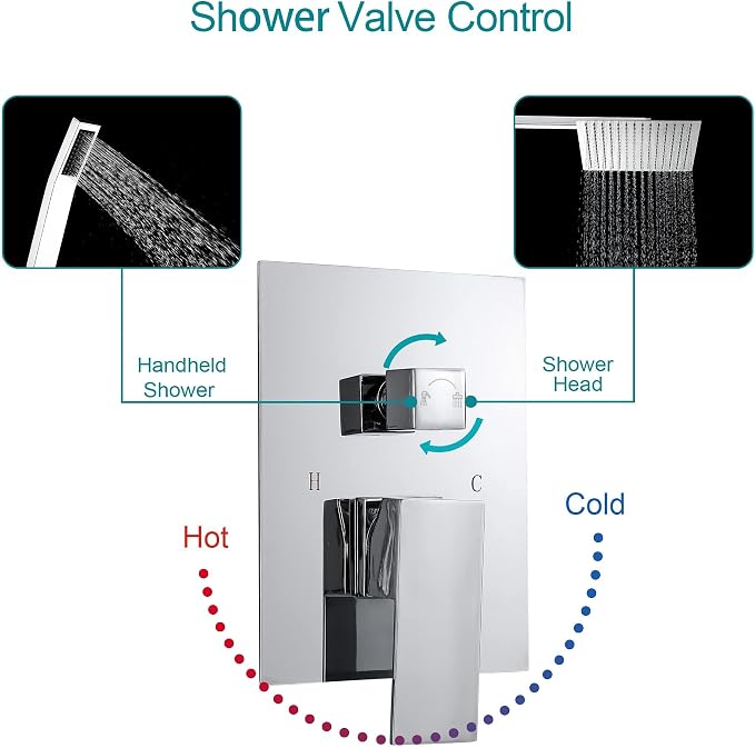Lordear 10 Inch Shower Head Faucet Wall Mounted Chrome Polished Rainfall Shower - Image 6