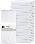 GOLD TEXTILES 12 Pack Economy White Washcloths Set by GOLDTEXTILES