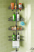 HAMITOR Corner Shower Caddy Tension Pole: 4-Tier Rust-Resistant Adjustable by HAMITOR