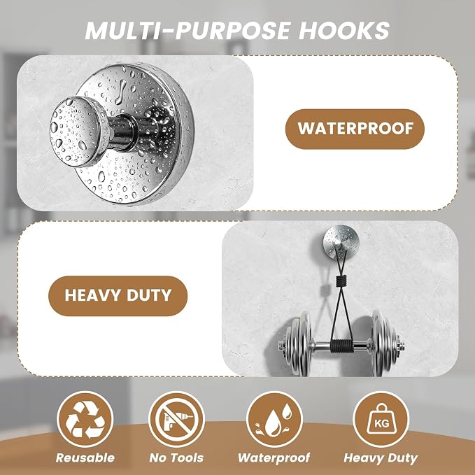 BKV Suction Cup Hooks for Glass Window, Removable Shower Hooks for Inside Shower - Image 4