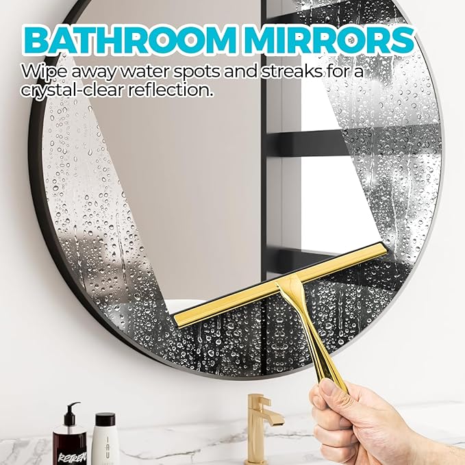 12-Inch Golden All-Purpose Shower Squeegee - Image 4