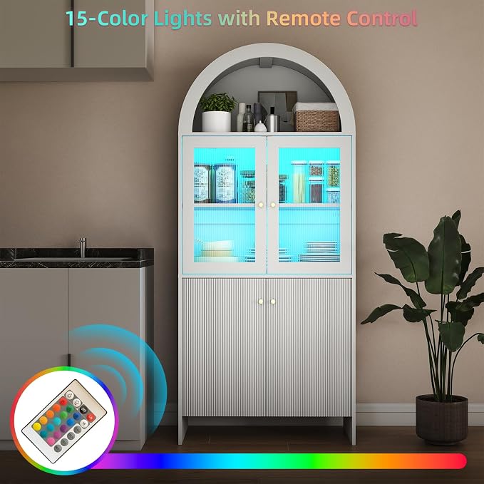 69" Tall Arched Kitchen Pantry Cabinet, 5-Tier Dome Cabinet - Image 3