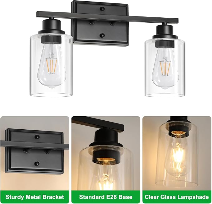 Unicozin 2 Light Bathroom Light Fixtures, Modern Vanity Lights Over Mirror - Image 7