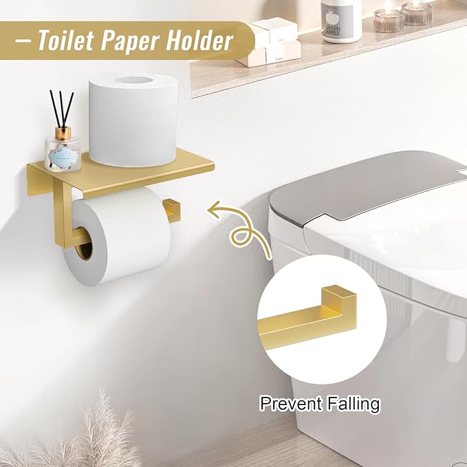 YACVCL Brushed Gold Bathroom Hardware Accessorie Set 23.6 Inch Towel Bar Set - Image 3