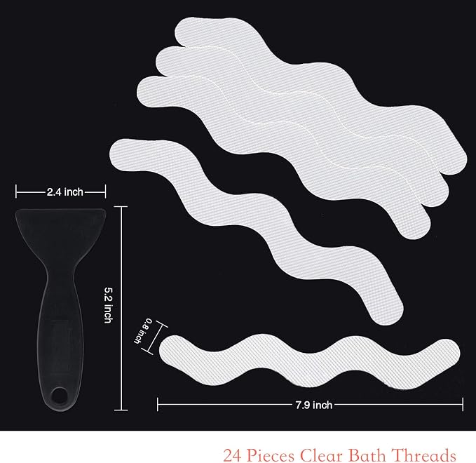 Anti Slip Shower Stickers, Adhesive Decals Safety Strips Scraper - Image 3