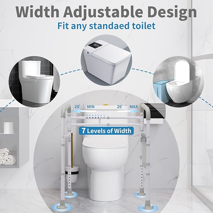 Toilet Safety Rails – Adjustable, Foldable Toilet Handle Frame - Image 2