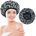 Shower Cap for Women, Shower Caps Reusable Waterproof, Large Plastic Satin by choshion