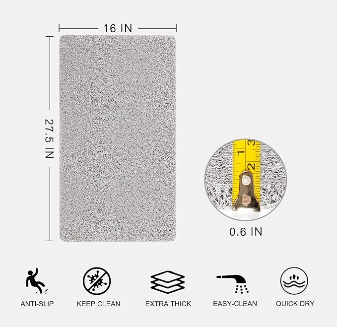 Nonslip Bathtub Mat, Anti Slip Bath Mat 0.6" Extra Thick, Quick Dry Bath Tub - Image 2