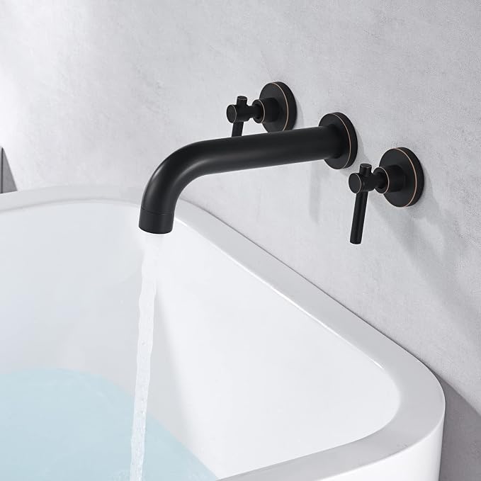SUMERAIN Oil Rubbed Bronze Bathtub Faucet Wall Mount 3 Hole Tub Filler - Image 5