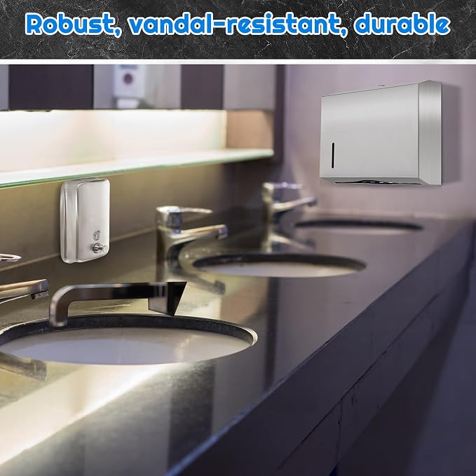 2 Pcs Commercial Soap Dispenser and Paper Towel Dispenser Set - Image 4