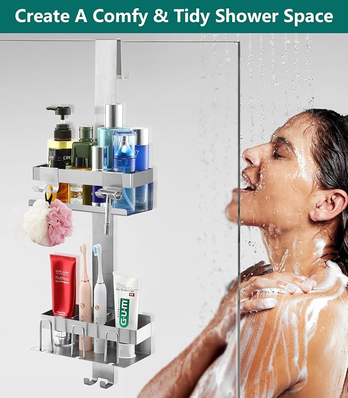 Emibele Over The Door Shower Caddy 2 Tier, 304 Stainless Steel Hanging Shower - Image 7