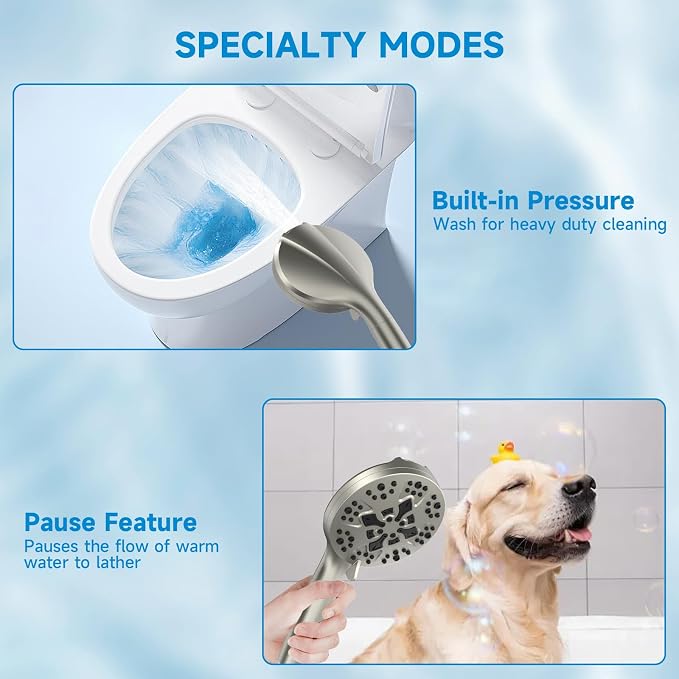 Shower Heads With Handheld Spray Combo, Dual Shower Head Set With 69" Stainless - Image 6