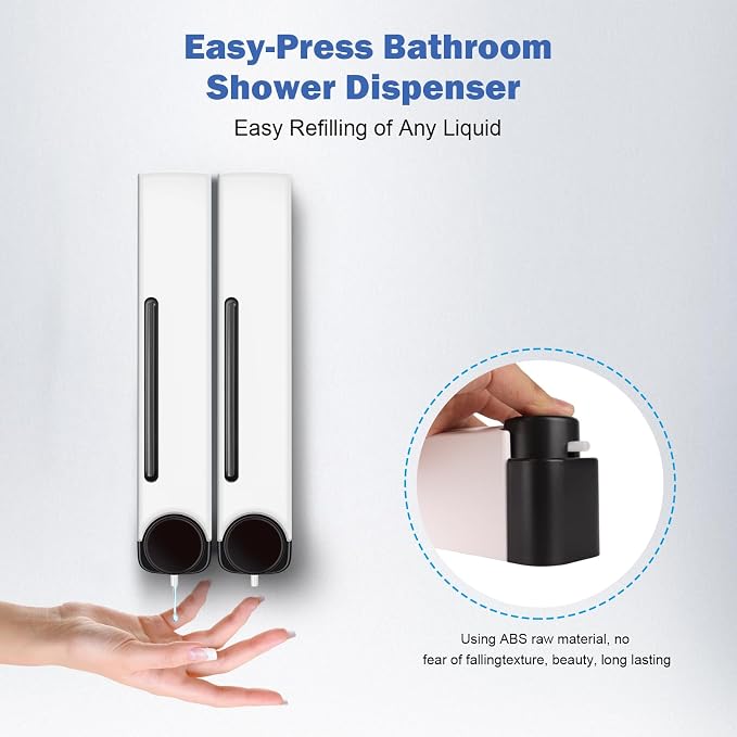 Shampoo and Conditioner Dispenser Bathroom Shower Soap Dispenser Wall Mounted - Image 2