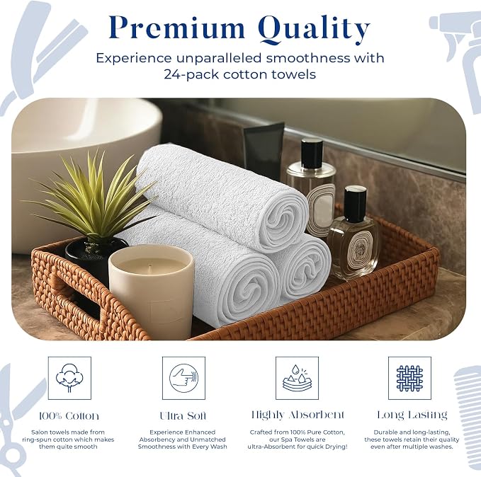 DAN RIVER 100% Cotton Salon Towels Set – 16x26 inches, Highly Absorbent and - Image 4