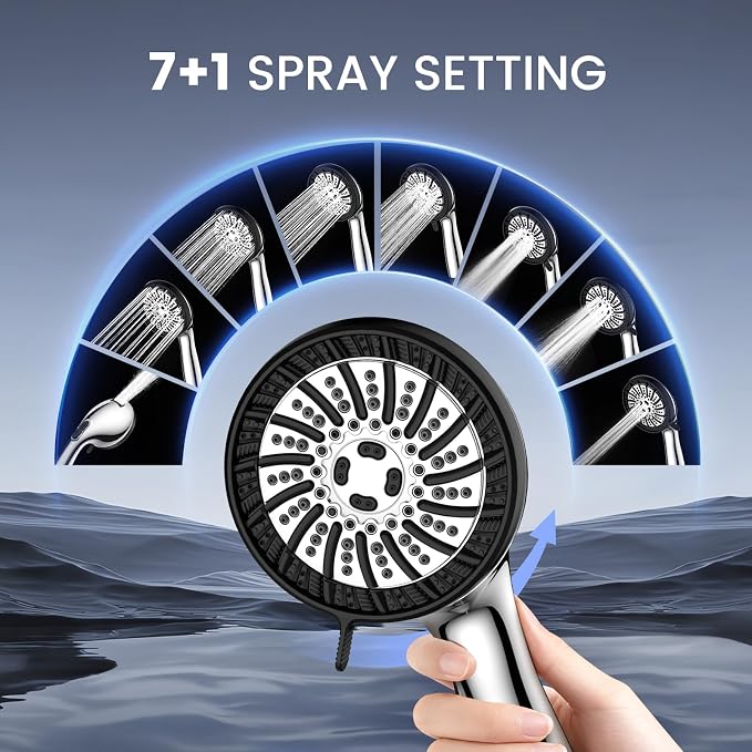 Filtered Shower Head with Handheld, High Pressure 8 Spray Showerhead with - Image 5
