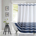 Extra Long Blue and White Striped Shower Curtain 72x84 Inches, Waterproof Fabric by BESTRIPES