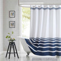 Blue and White Striped Shower Curtain 72x72 Inches, Waterproof Fabric by BESTRIPES