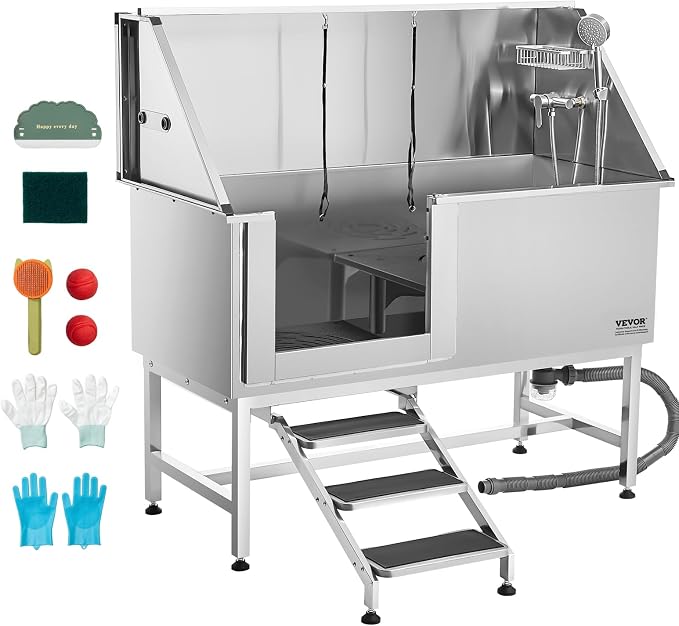 VEVOR Stainless Steel Dog Washing Station, Professional 62 inch Pet Grooming by VEVOR