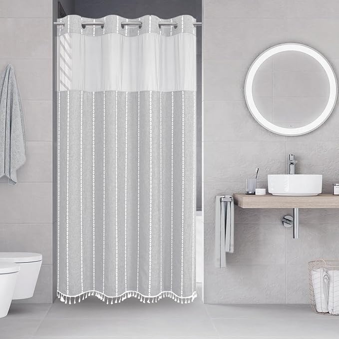 No Hook Stall Shower Curtain by EACHOPE